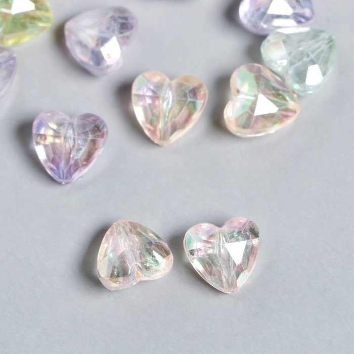 Бусины для творчества пластик Бусины для творчества пластик "Сердечки с гранями" набор 25 гр МИКС 1х1,2х0,6 см