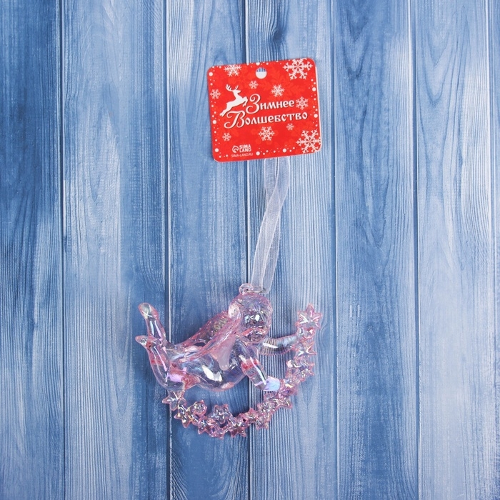 Украшение ёлочное Украшение ёлочное "Ангел на звездах " 7х8 см, сиреневый перелив