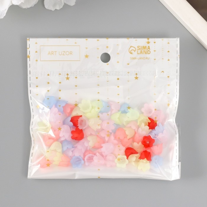 Бусины для творчества пластик Бусины для творчества пластик "Цветок ландыша пастель" набор 80 шт полупрозр. 1,1х1,1х0,9 см