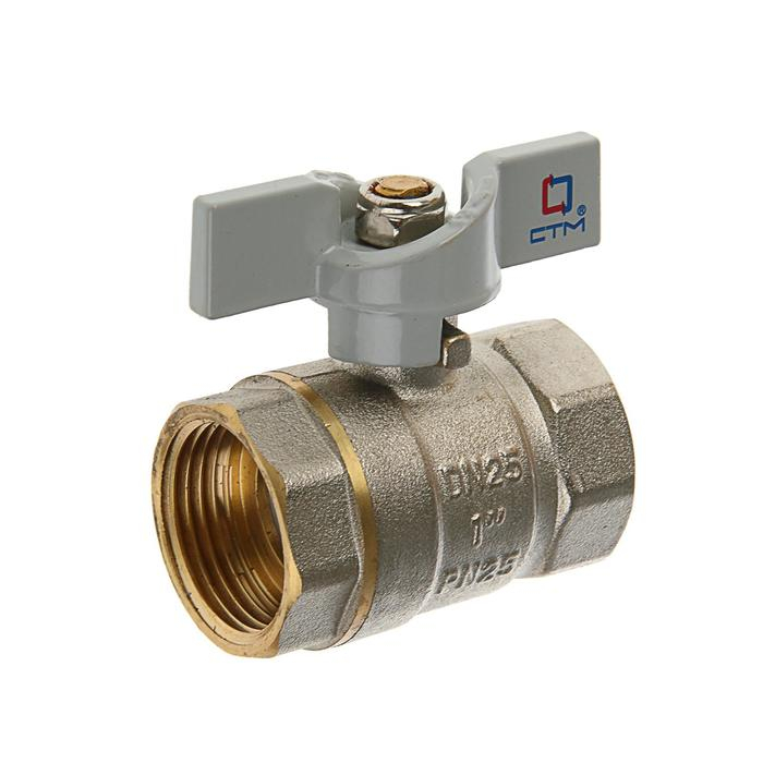 Кран шаровой  Кран шаровой "СТМ" Стандарт, PN25, внутренняя/внутренняя резьба 1", бабочка