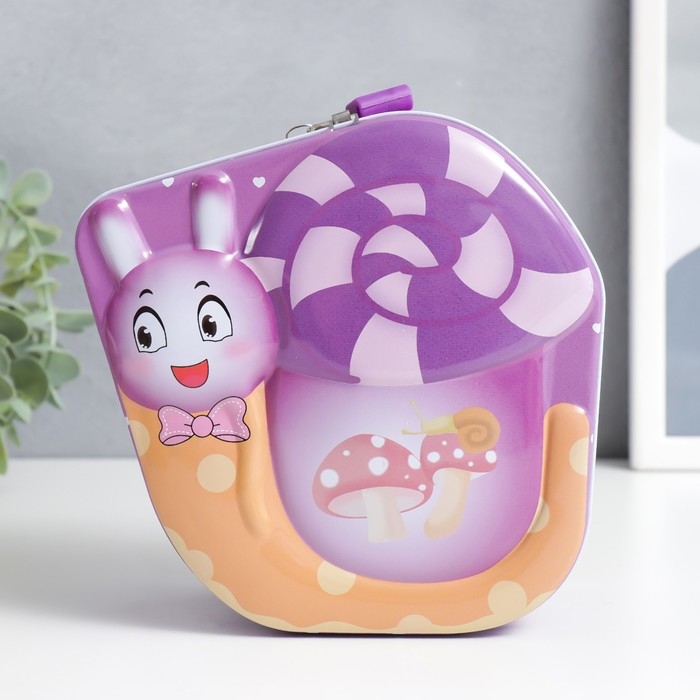 Копилка металл с замочком Копилка металл с замочком "Улиточка" МИКС 16,3х8,2х16,1 см