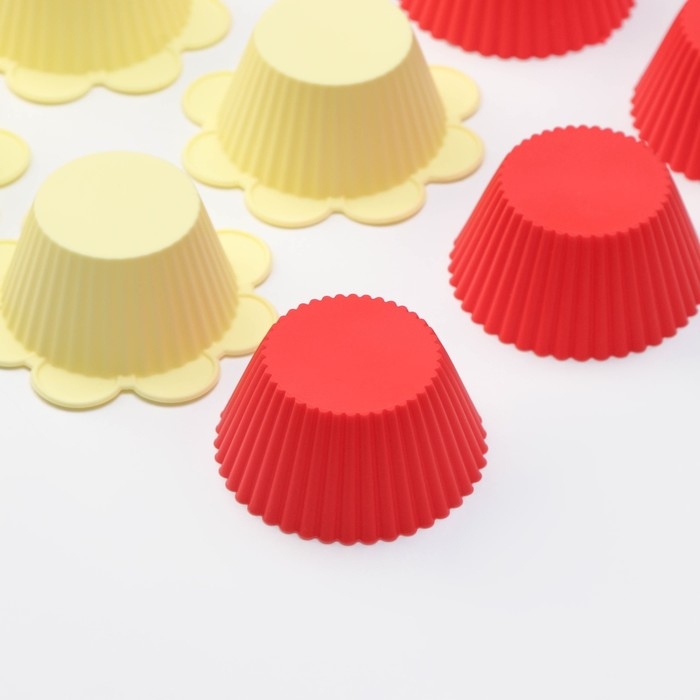 Набор форм для выпечки Доляна «Риб. Ромашка», силикон, 9×3 см, 12 шт, цвет МИКС Набор форм для выпечки Доляна «Риб. Ромашка», силикон, 9×3 см, 12 шт, цвет МИКС