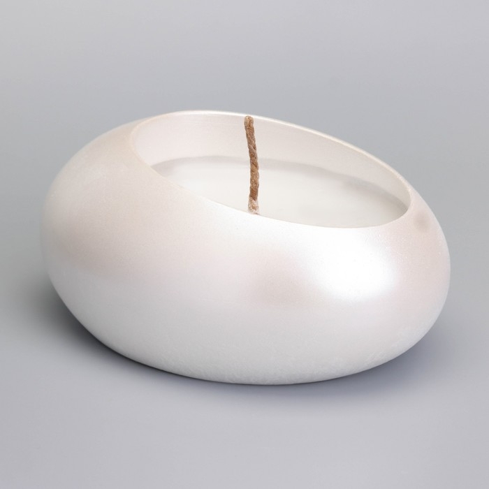 Свеча  Свеча "Капля" в подсвечнике из гипса,14,5х10х6,5см,белый перламутр