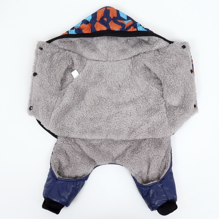 Комбинезон для собак на меховом подкладе с капюшоном, размер XXL (ДС 40, ОШ 42, ОГ 54 см) Комбинезон для собак на меховом подкладе с капюшоном, размер XXL (ДС 40, ОШ 42, ОГ 54 см)