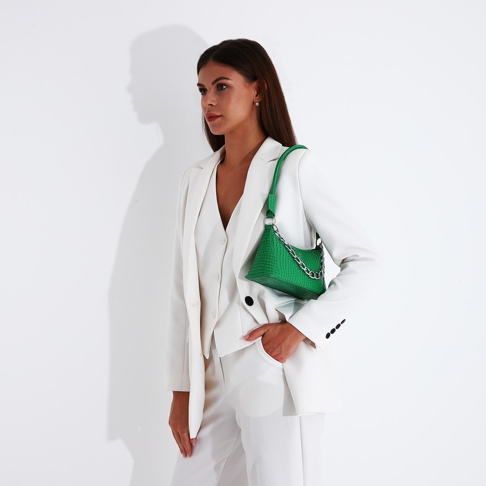 Сумка-багет на молнии, цвет зелёный Сумка-багет на молнии, цвет зелёный