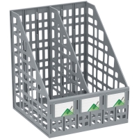 Лоток для бумаг "Стамм", cборный, вертикальный, 2 отделения, серый