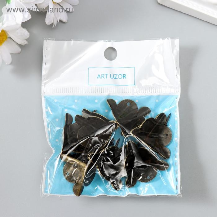 Уголок металл Уголок металл "Треугольник" набор 10 шт+гвозд. бронза 1,8х1,8 см