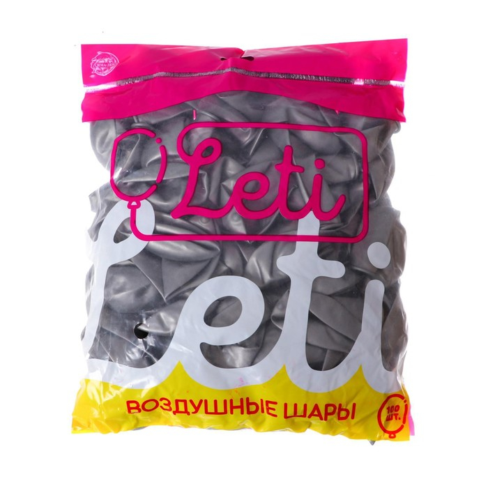 Шар латексный 10", металл, набор 100 шт., цвет серебристый