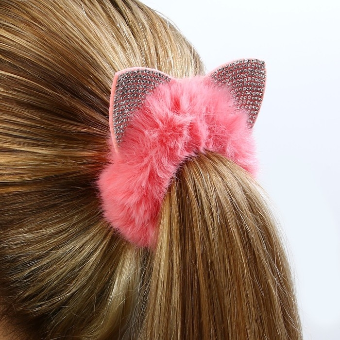 Резинка для волос пушистая «Киса» с ушками, 1 х 6 х 8 см Резинка для волос пушистая «Киса» с ушками, 1 х 6 х 8 см