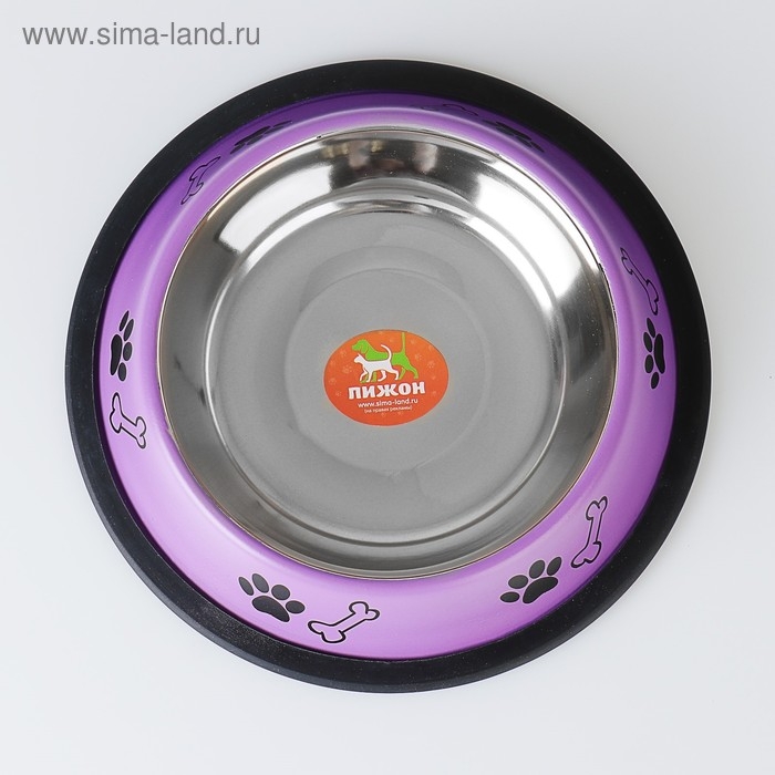 Миска с нескользящим основанием цветная с принтом, 475 мл, фиолетовая Миска с нескользящим основанием цветная с принтом, 475 мл, фиолетовая