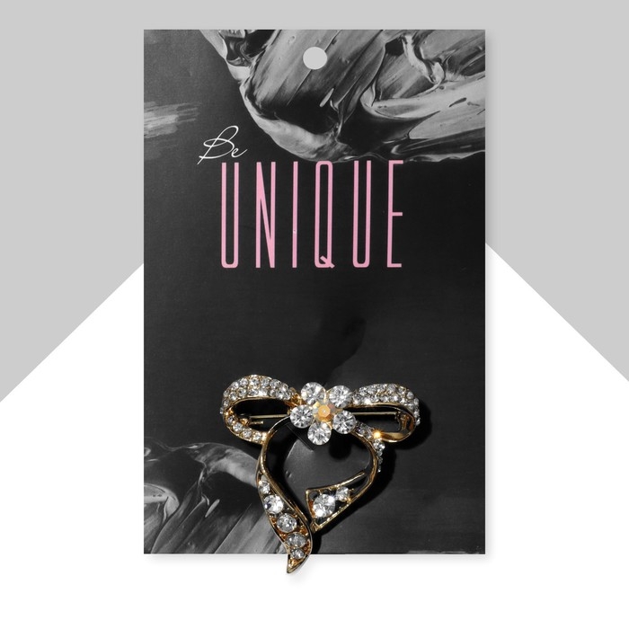 Брошь «Бантик» неженка, цвет белый в золоте Брошь «Бантик» неженка, цвет белый в золоте