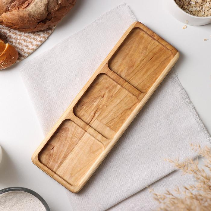 Менажница деревянная Доляна, 30×10×1,8 см, 3 секции, берёза Менажница деревянная Доляна, 30×10×1,8 см, 3 секции, берёза