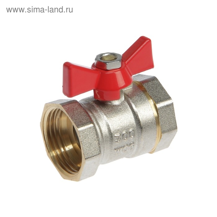 Кран шаровой ZEIN, внутренняя/внутренняя резьба 1 Кран шаровой ZEIN, внутренняя/внутренняя резьба 1", бабочка, никелированная латунь