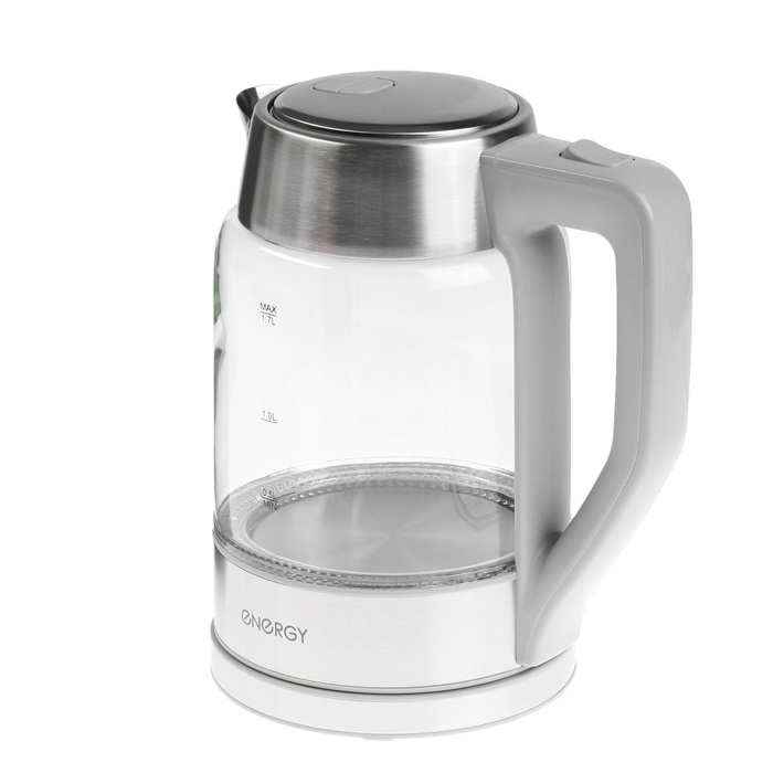 Чайник электрический ENERGY E-206, стекло, 1.7 л, 2200 Вт, серый Чайник электрический ENERGY E-206, стекло, 1.7 л, 2200 Вт, серый