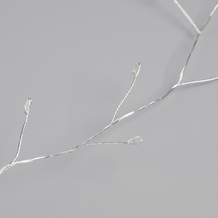 Гирлянда «Мишура» 20 м роса, IP44, серебристая нить, 600 LED, 8 режимов, свечение тёплое белое, 18 В