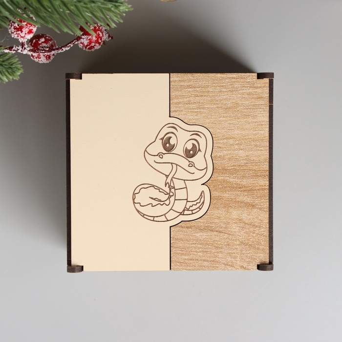 Новогодняя шкатулка комбинированная "Змейка" 10,5х10х7 см