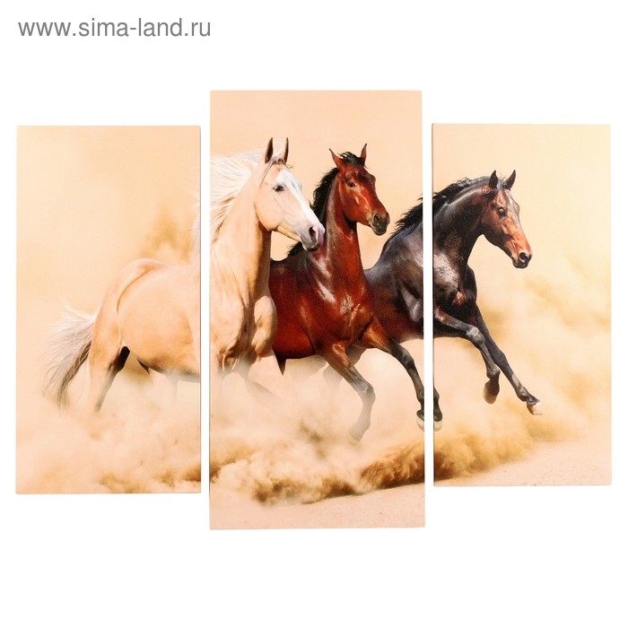 Картина модульная на подрамнике  Картина модульная на подрамнике "Скакуны" (2-25х50, 30х60 см) 80х60 см