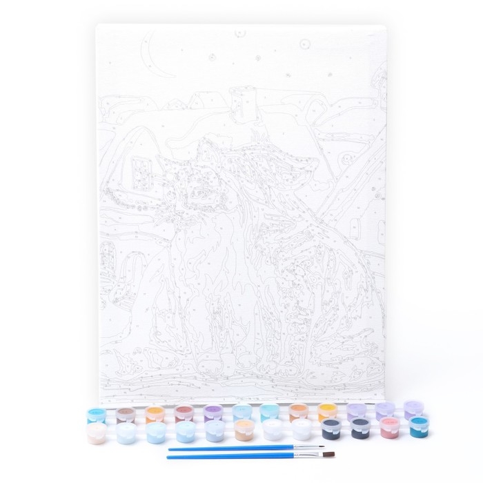 Картина по номерам на новый год на холсте с подрамником &laquo;Коты&raquo;, 30 х 40 см