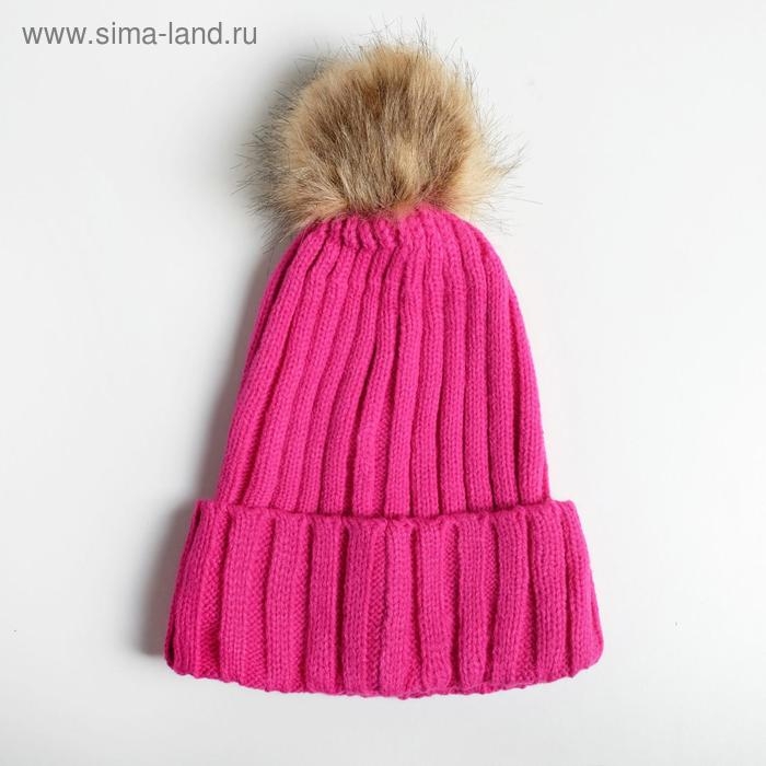 Женская шапка с помпоном Женская шапка с помпоном "Keep calm and hug panda"