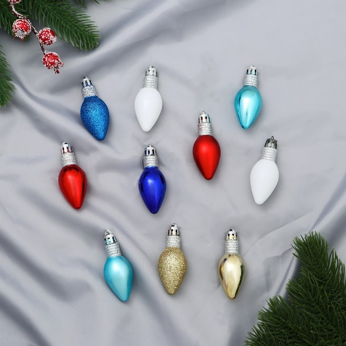 Украшение ёлочное Украшение ёлочное "Лампочки диско" (набор 10 шт) 2,5х6 см, микс