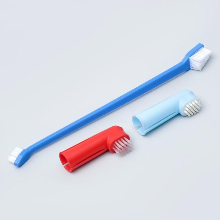 Набор зубная щётка двухсторонняя + щётка напальчник + массажер для десен (набор 3 шт), микс Набор зубная щётка двухсторонняя + щётка напальчник + массажер для десен (набор 3 шт), микс