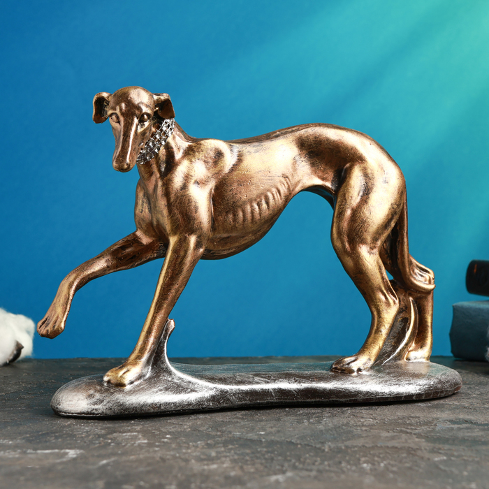 Фигура Фигура "Борзая" бронза с серебром, 25х17см