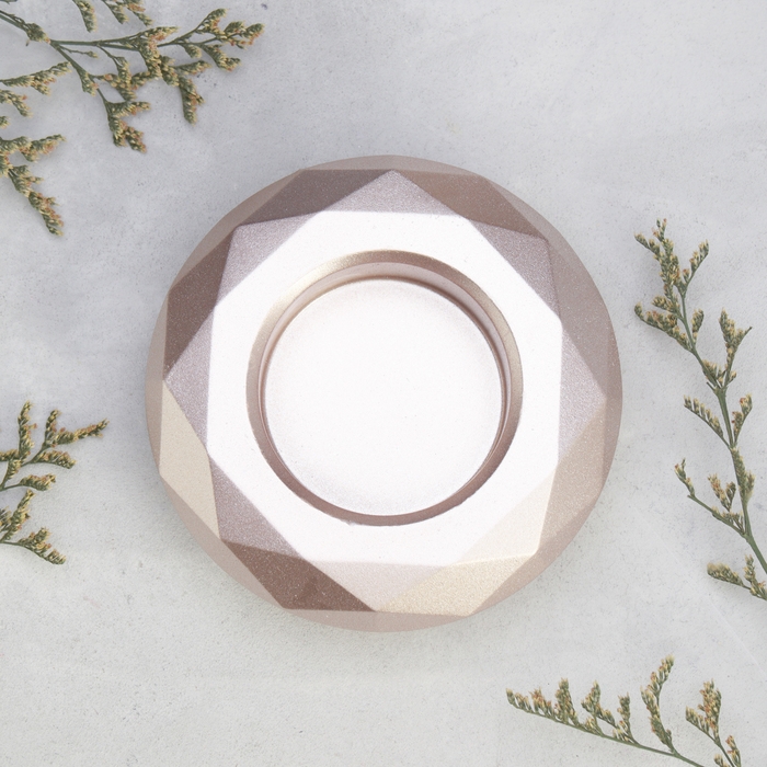 Подсвечник Подсвечник "Полноторие" из гипса с гранями большой, 10,5х3см,шампань