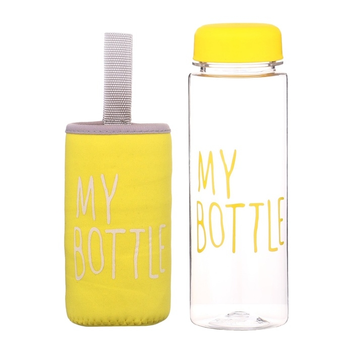 Бутылка для воды, 500 мл, My bottle, 19.5 х 6 см, чехол в комплекте, желтая Бутылка для воды, 500 мл, My bottle, 19.5 х 6 см, чехол в комплекте, желтая
