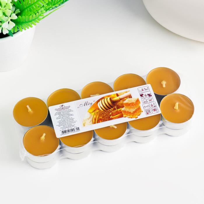 Набор чайных свечей ароматических в термоусадке Набор чайных свечей ароматических в термоусадке "Мёд", 3,8х1,6 см, 3,5 ч, 12 г, 20 штук