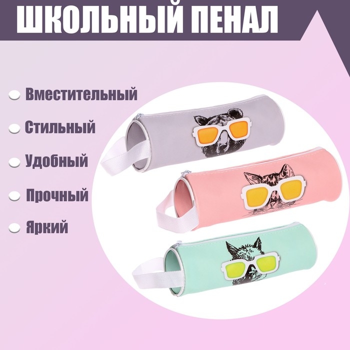 Пенал-тубус школьный на молнии, МИКС Пенал-тубус школьный на молнии, МИКС