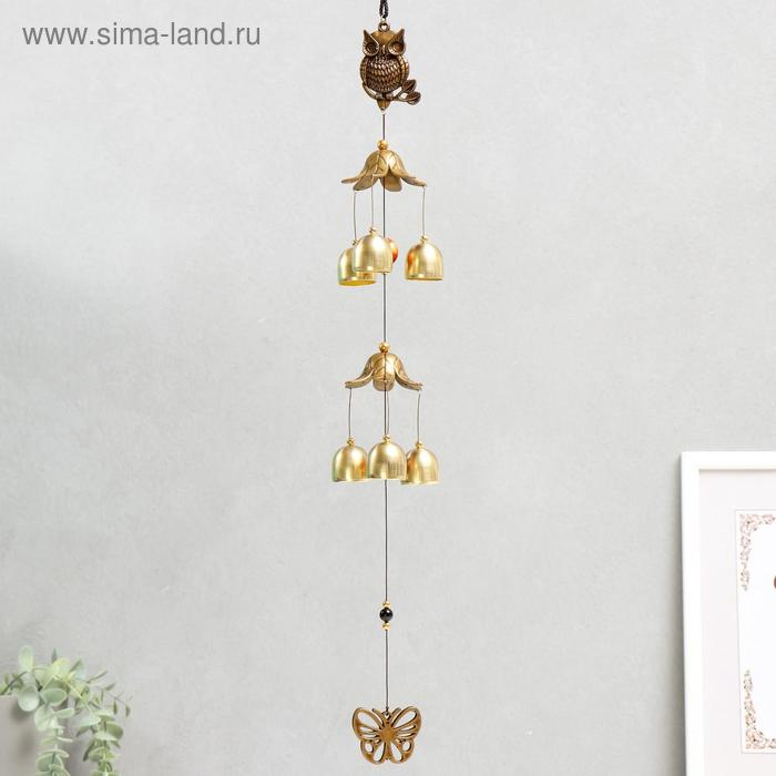 Музыка ветра металл Музыка ветра металл "Филин на ветке" 6 колокольчиков 60 см