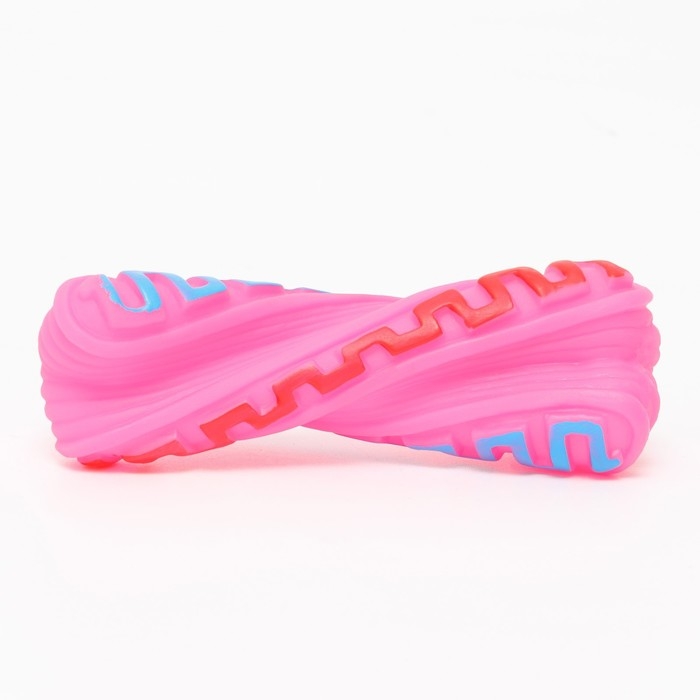 Игрушка пищащая Игрушка пищащая "Гантель змейка" для собак, 14 см, розовая