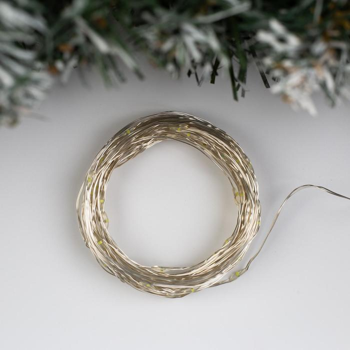 Гирлянда «Нить» 10 м роса, IP20, серебристая нить, 100 LED, свечение белое, 12 В Гирлянда «Нить» 10 м роса, IP20, серебристая нить, 100 LED, свечение белое, 12 В