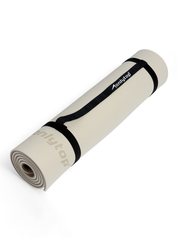 Коврик для фитнеса и йоги ONLYTOP, 183x61x 0,8 см, цвет молочный/темно-коричневый