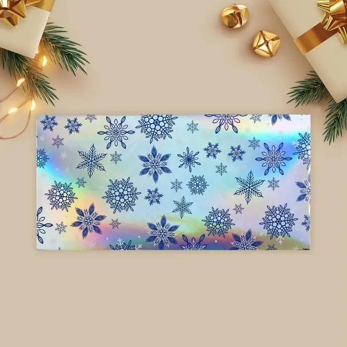 Конверт для денег &laquo;Снежинки&raquo;, голография, 16,5 х 8 см