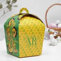 Коробка подарочная пасхальная &laquo;ХВ&raquo;, зеленая хохлома, 17&times;17&times;26 см