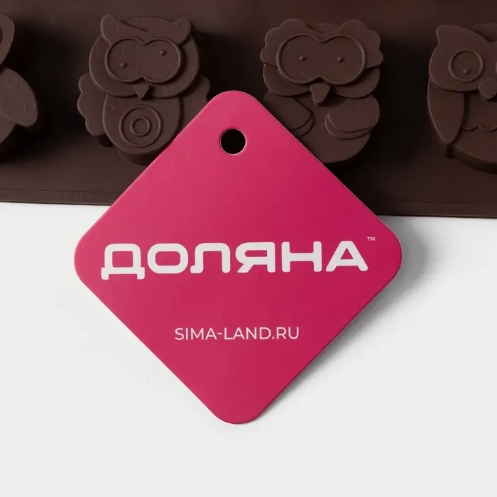 Форма для шоколада Доляна &laquo;Совы&raquo;, силикон, 19&times;15 см, 12 ячеек (3.5&times;3.5&times;1.5 см), коричневая