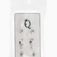 Серьги пусеты QF &laquo;Романтика&raquo;, 4 пары, кольца, белые в серебре