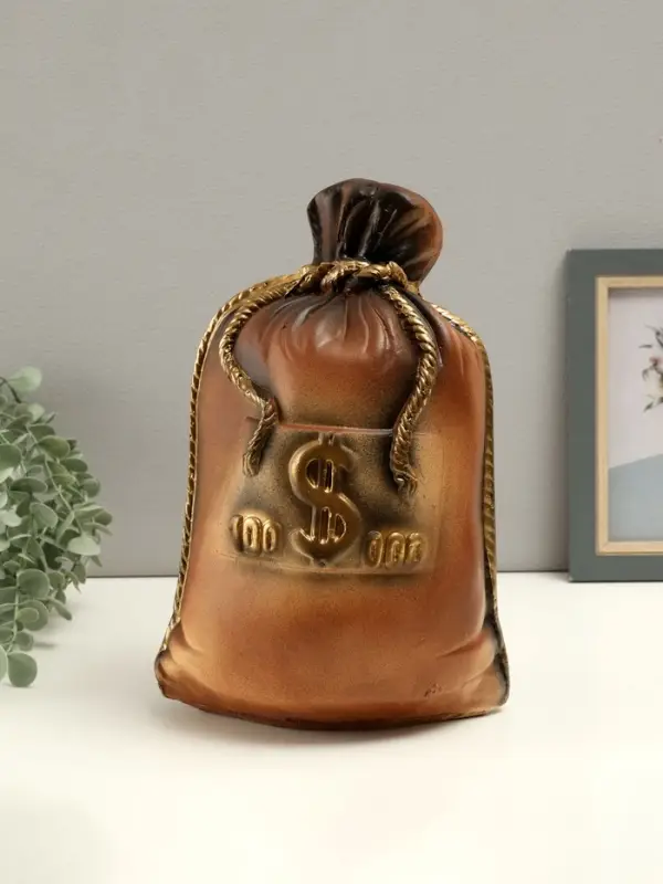 Копилка для денег &laquo;Мешок: сто тысяч&raquo;, гипс, коричневый, 14&times;20&times;32 см