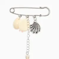 Булавка (набор 2шт) "Пляж" L=7см, цвет белый в серебре