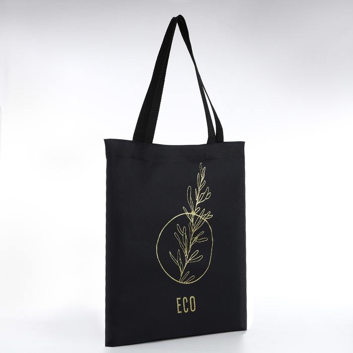 Шопер Шопер "Эко", 35х0,5х40, принт с блёстками, без подклада, чёрный
