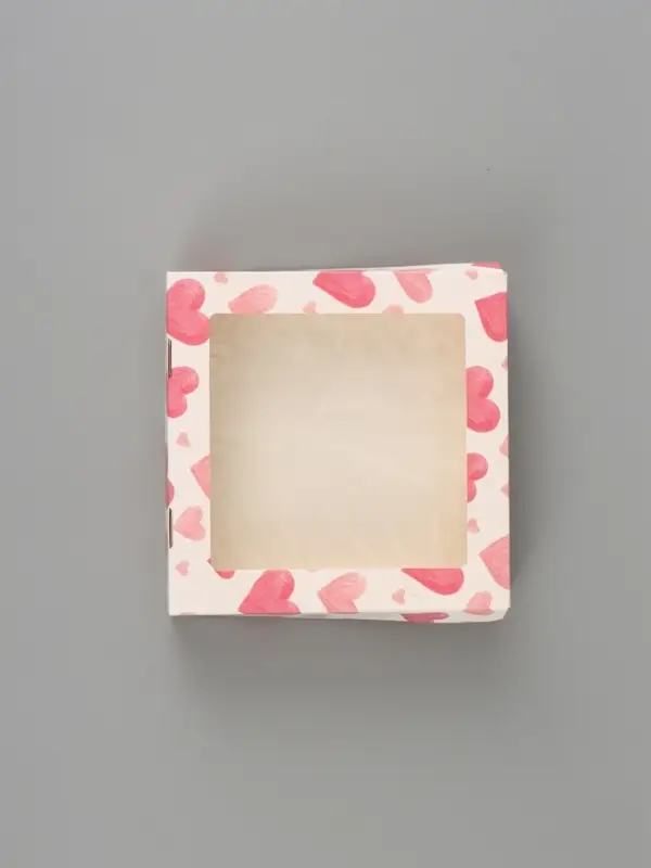 Коробка подарочная с окном &laquo;Воздушные сердца&raquo;, 20&times;20&times;4 см, самосборная