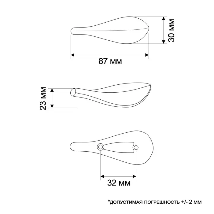 Ручка-скоба CAPPIO RSC017 &laquo;Лепесток&raquo;, м/о 32 мм, 88&times;30 мм, цвет сатиновое золото