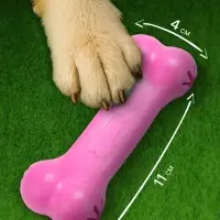Жевательная игрушка для собак &laquo;Вкусная кость&raquo;, 11 см, с отверстиями для лакомств, TPR, розовая