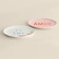 Тарелки SL Home &laquo;Уроки испанского: Amor - Te amo&raquo;, d=22 см, набор 2 шт., фарфор, белые, розовые