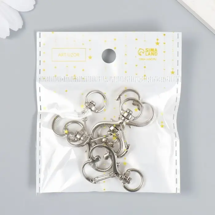 Карабин металл с кольцом "Сердце" серебро 3,4х2,4 см