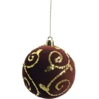 Ёлочные шары новогодние &laquo;Бархат. Фестиваль&raquo;, набор 9 шт., d=8 см, завитки, коричневый