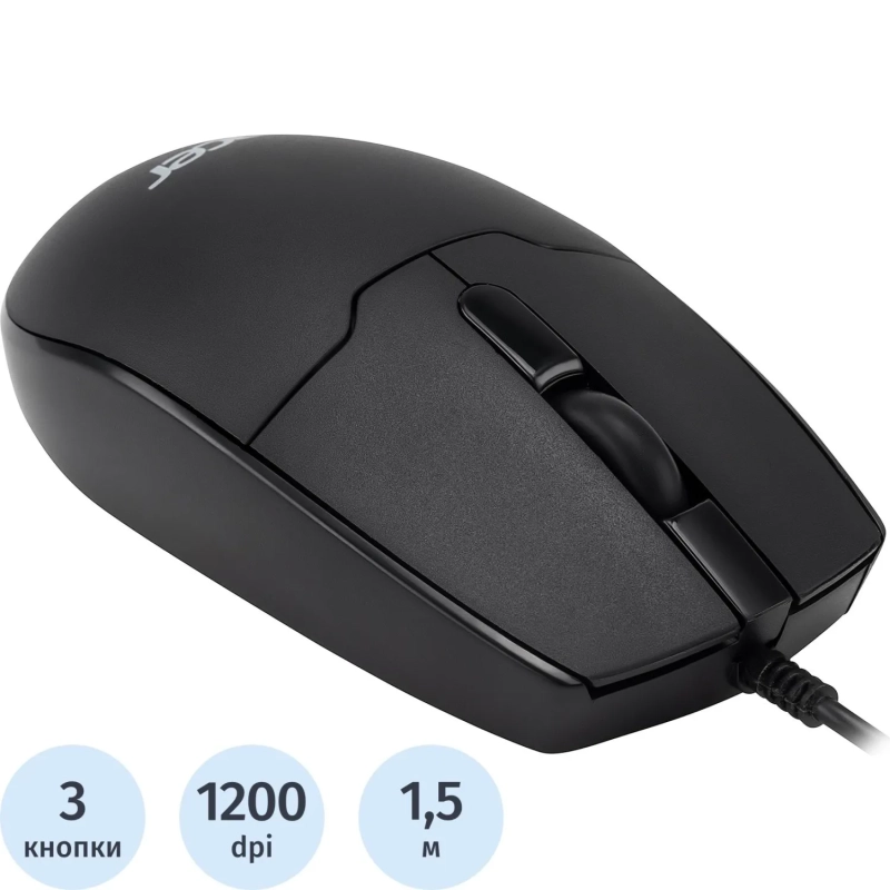 Мышь компьютерная Acer OMW126 черный оптическая (1200dpi) USB (2but)