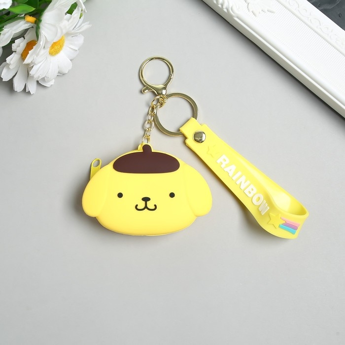 Брелок кошелёк с карабином силикон Брелок кошелёк с карабином силикон "Пёсик в берете" 2,2х6х8,5 см