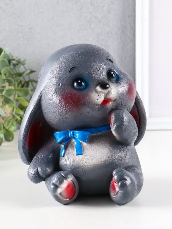 Копилка "Зайка" 18х16,5х14,5 см, серый